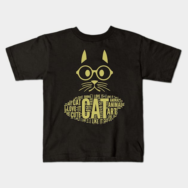 Cute Gold Cat Kids T-Shirt by anbartshirts